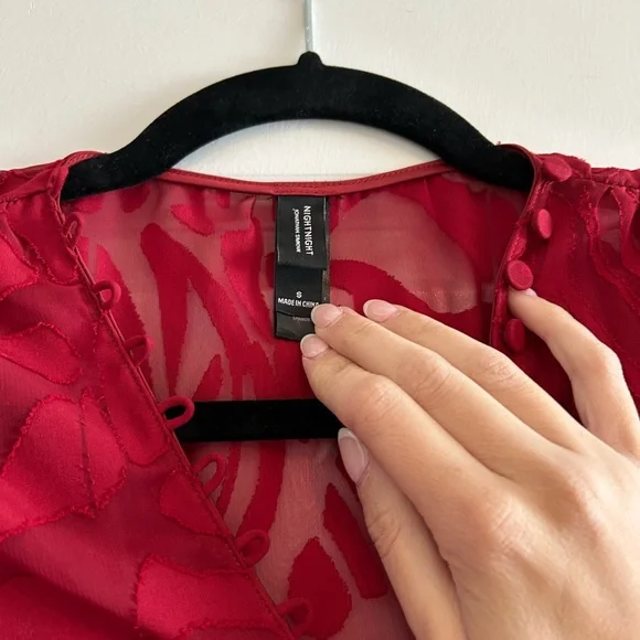 Jonathan Simkhai fil coupe long sleeve bodysuit size small red - Picture 5 of 10